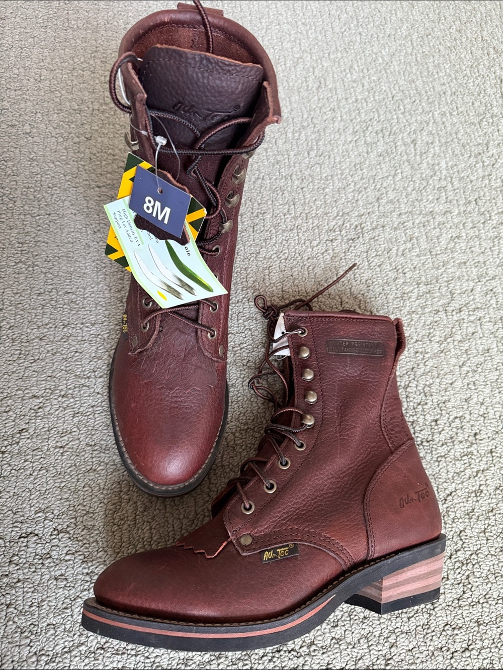 AdTec Women's Oiled Burgundy Lace-Up Combat Boots